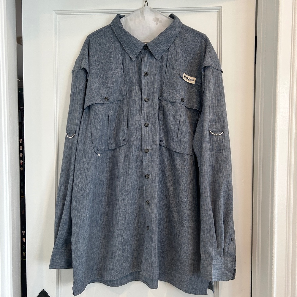 Men's Magellan Outdoors Fish Gear Relaxed Fit Button Long Sleeve Shirt XXL